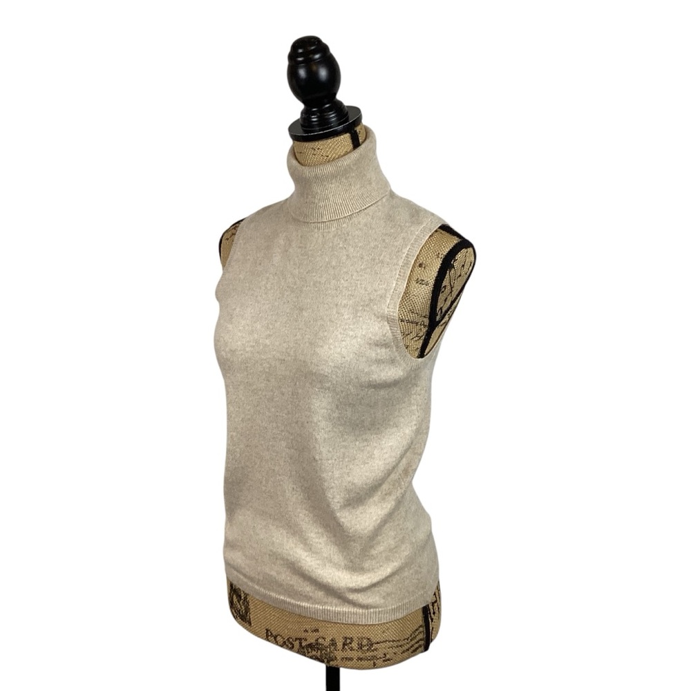 Ann Taylor Cashmere Sweater Womans Small  Sleeveless Cream Turtleneck - Picture 2 of 9
